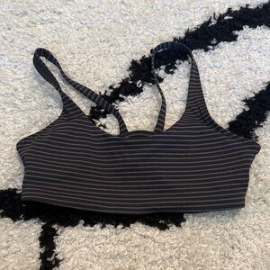 Vuori Striped Dark Gray Sports Bra